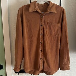 Brown Corduroy Button-Up Shirt